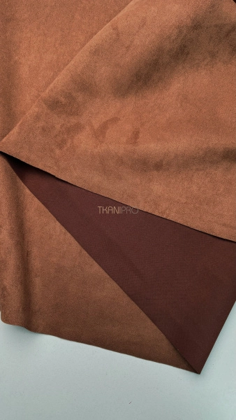 Замша на скубе коричневый рыжий, арт. M1346-1