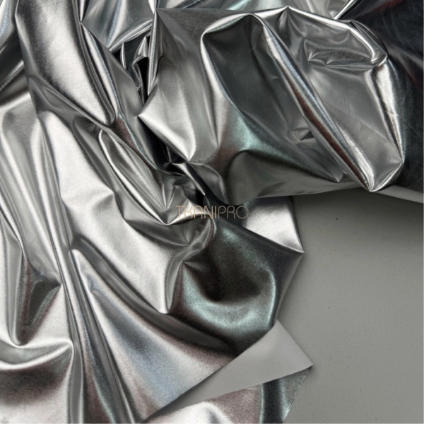 Ткань плащевая фольгированная цвет серебро, арт. PL4136-1