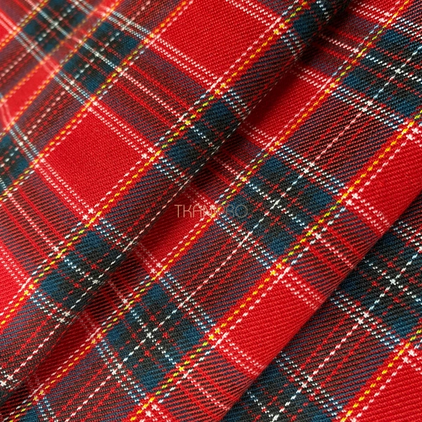 Костюмная ткань в клетку, арт. KK1906-4 цвет красный, синий, желтый и белый