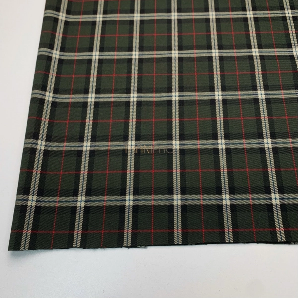 Костюмная ткань в клетку, арт. KX1979-18 цвет хаки, синий и красный