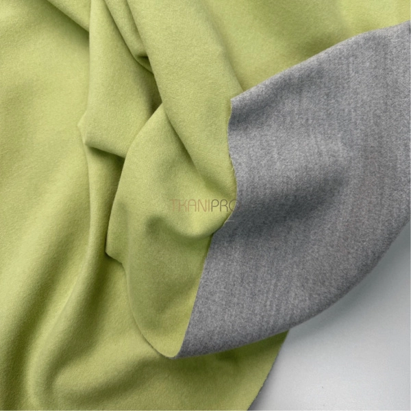 Пальтовая ткань двухсторонняя, арт. KC15D-2 цвет салатовый и серый меланж