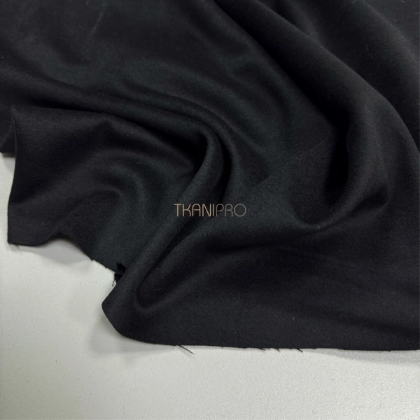 Пальтовая ткань с шерстью цвет черный, арт. IKC3012-11
