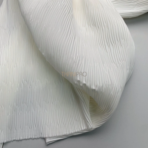 Ткань плиссе жатка костюмная цвет молочный, арт. PLS2919-3