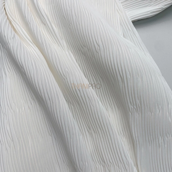 Ткань плиссе жатка костюмная цвет молочный, арт. PLS2919-3