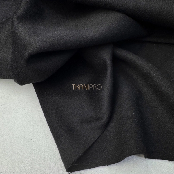 Пальтовая ткань с шерстью цвет черный, арт. IKC3012-11