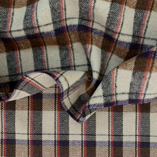 Костюмная ткань клетка, арт. KP4431-1 цвет бежевый, коричневый, кирпичный и фиолетовый