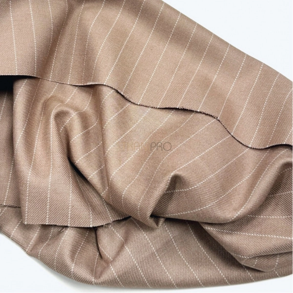 Костюмная плотная ткань в полоску, арт. KD2068-1 цвет бежевый меланж