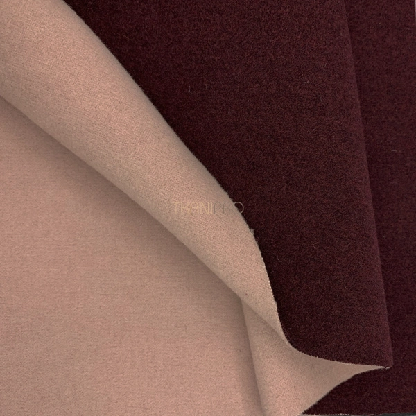 Пальтовая ткань двухсторонняя, арт.KC15D-4 цвет бордовый марсала и розовый