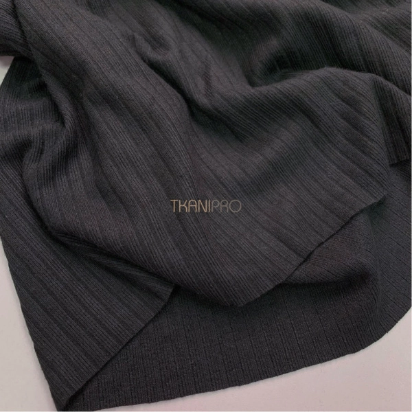 Ткань лапша трикотажная черная, арт. WD4083-2