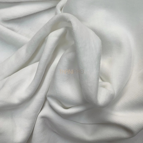 Ткань футер 3-х нитка с начесом, арт. DF2060-1 цвет белый