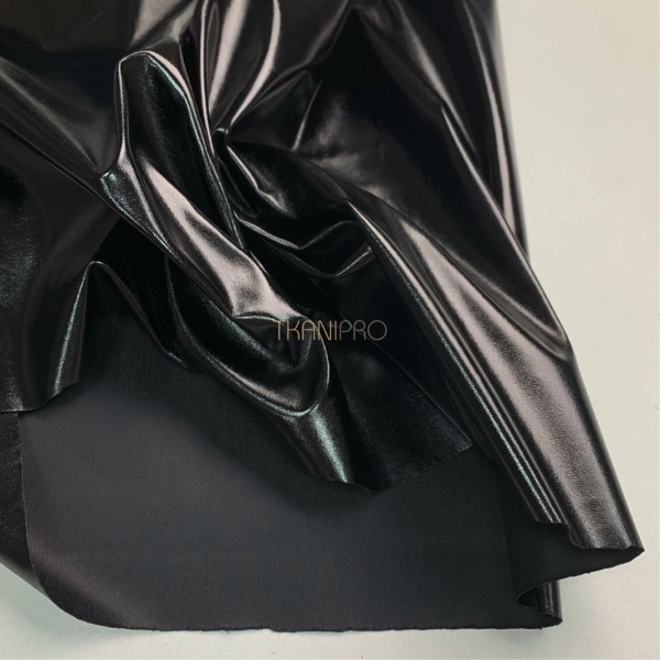 Лаковая искусственная кожа черная, арт. OL3001-3