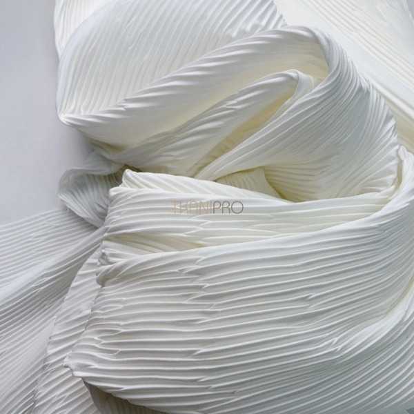 Ткань плиссе жатка костюмная цвет молочный, арт. PLS2919-3