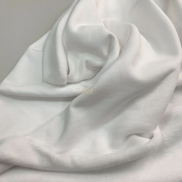 Ткань футер 3-х нитка с начесом, арт. DF2060-1 цвет белый