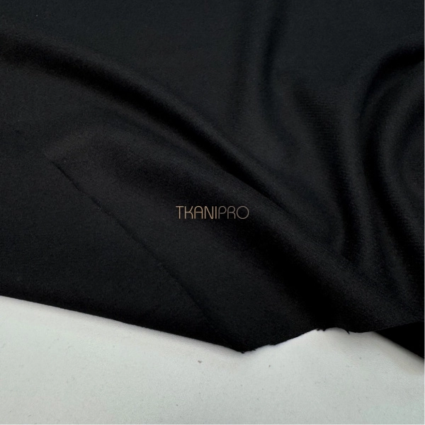 Костюмная ткань диагональ с шерстью цвет черный, арт. IKC3013-111