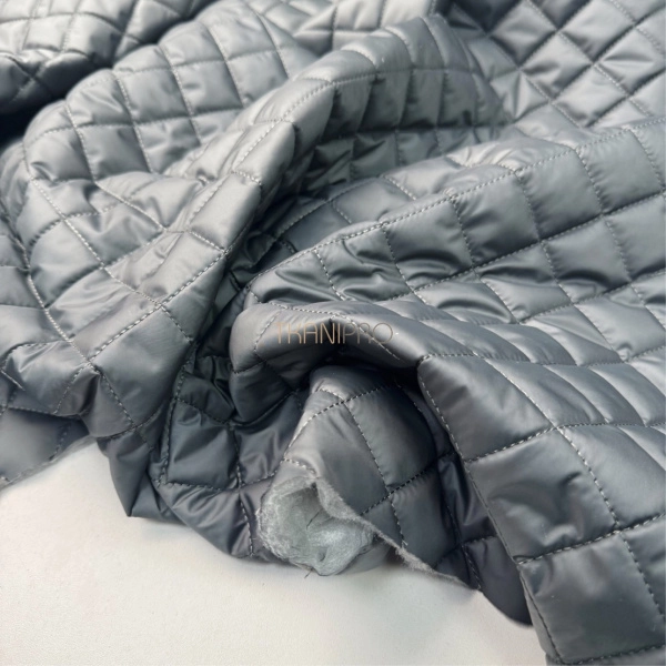 Стеганая ткань на синтепоне цвет серый и мокрый асфальт, арт. PS2285-73