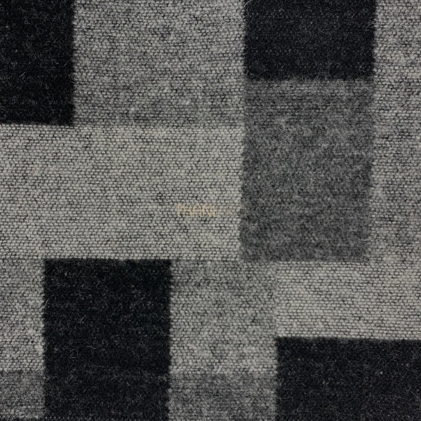 Пальтовая шерсть в клетку, арт. IW1018-11 цвет черный и серый