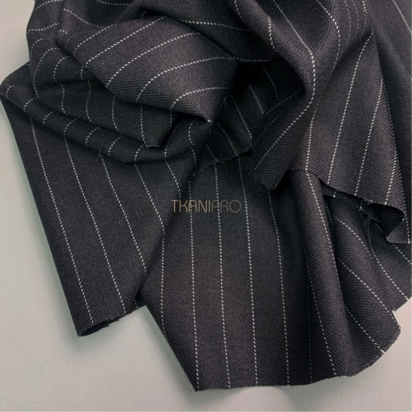 Костюмная плотная ткань в полоску цвет серый меланж, арт. KD2074-1