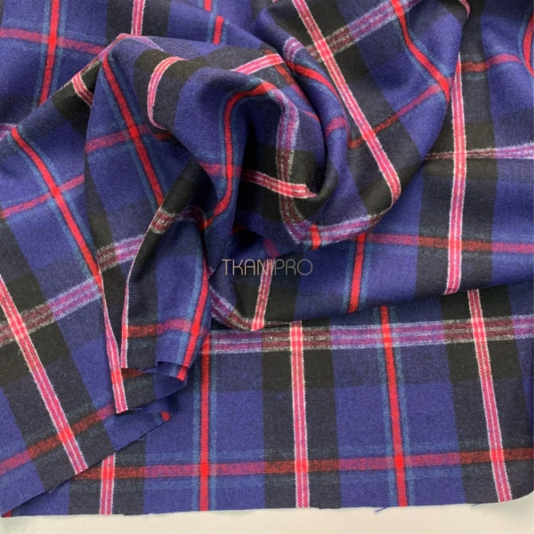 Костюмная фланель цвет синий, черный и розовый, арт. KF3356-4