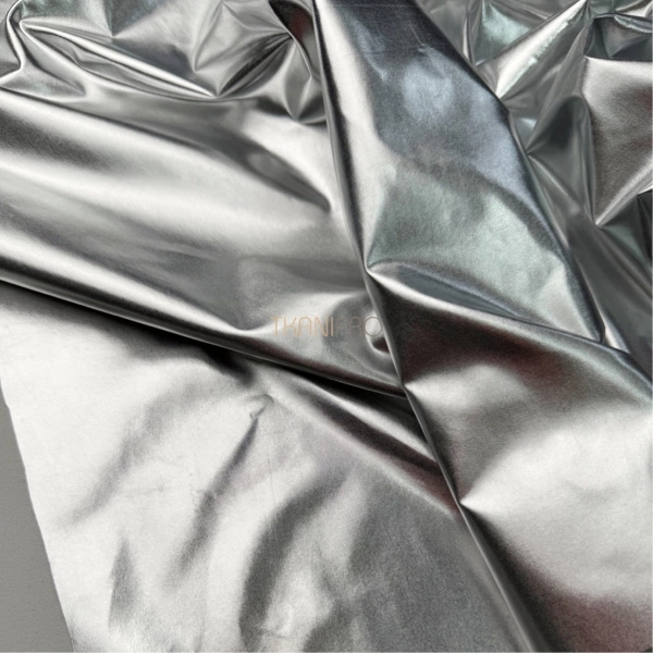 Ткань плащевая фольгированная цвет серебро, арт. PL4136-1