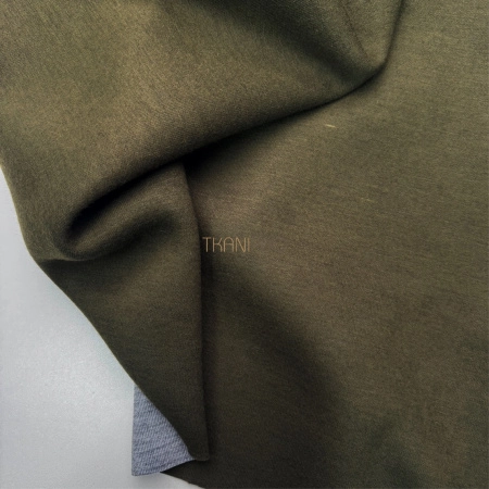 Трикотаж двухсторонний цвет болотный и серый меланж, арт. D2N2018-4