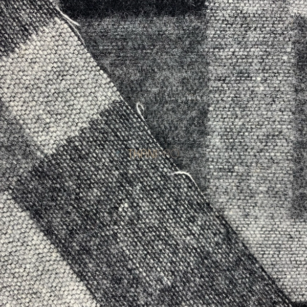 Пальтовая шерсть в клетку, арт. IW1018-11 цвет черный и серый