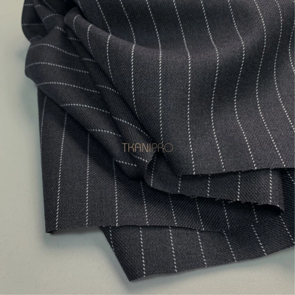 Костюмная плотная ткань в полоску цвет серый меланж, арт. KD2074-1