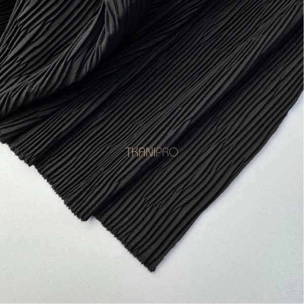 Ткань гофре жатка костюмная цвет черный, арт. PLS2919-15