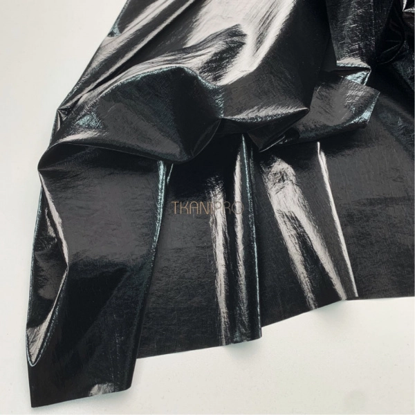 Плащевая ткань с эффектом крэш металлик черный, арт. PL4120-15