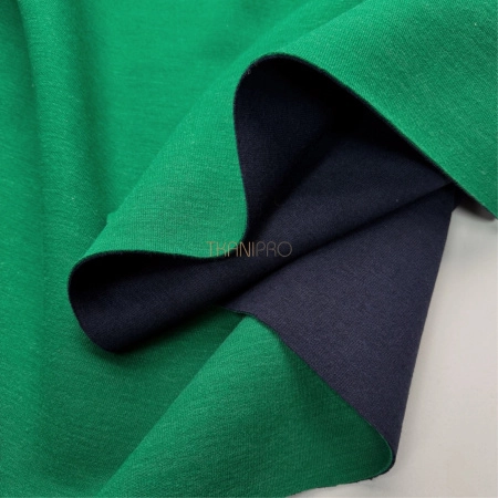 Трикотаж двухсторонний цвет зеленый и темный синий, арт. D2N2018-3