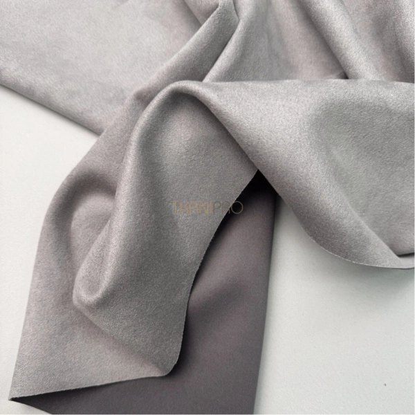 Замша на трикотажной основе  цвет серый, арт. M1344-17