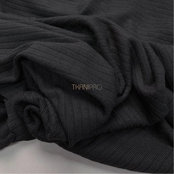 Ткань лапша трикотажная черная, арт. WD4083-2
