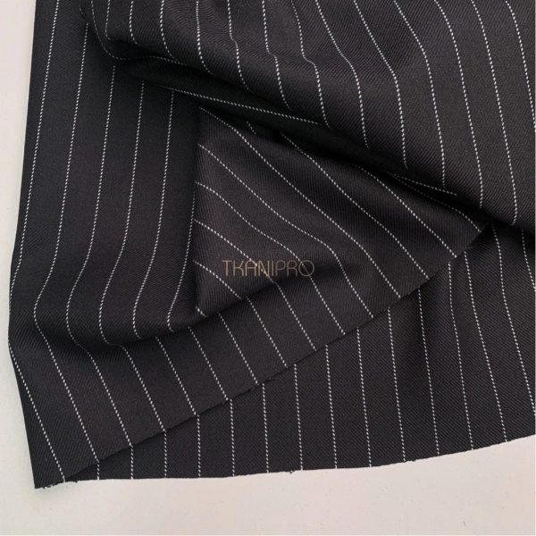 Костюмная плотная ткань в полоску, арт. KD2069-2 цвет черный