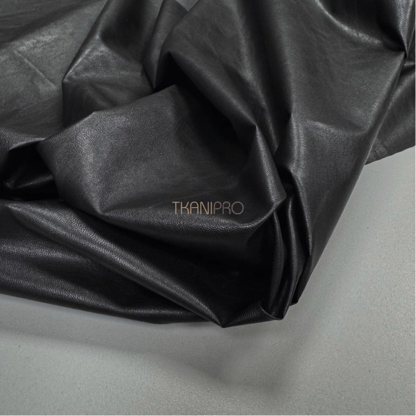Плащевая курточная ткань под кожу, арт. PL0220-7 цвет черный