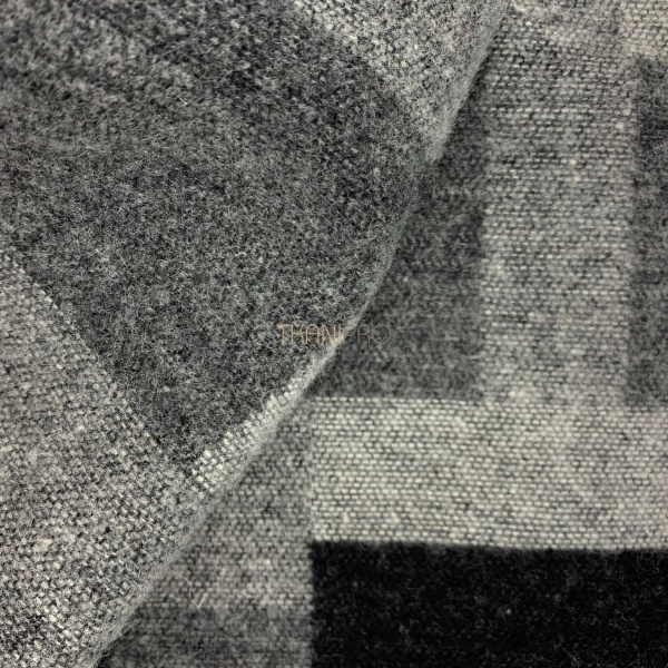 Пальтовая шерсть в клетку, арт. IW1018-11 цвет черный и серый