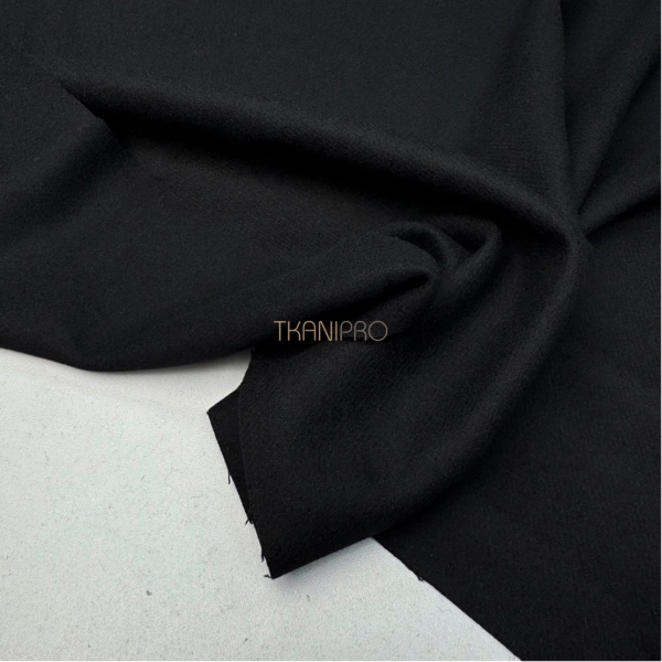 Костюмная ткань диагональ с шерстью цвет черный, арт. IKC3013-111