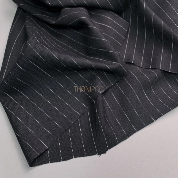 Костюмная плотная ткань в полоску цвет серый меланж, арт. KD2074-1