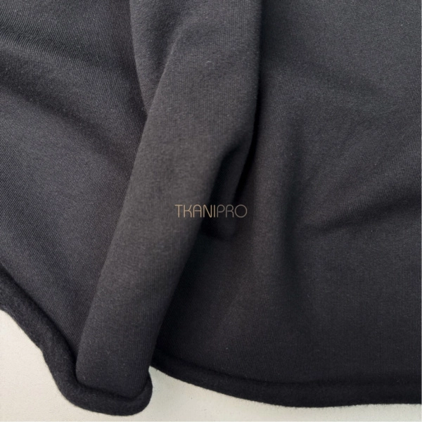 Ткань футер 3-х нитка с начесом цвет черный, арт. DF2060-2