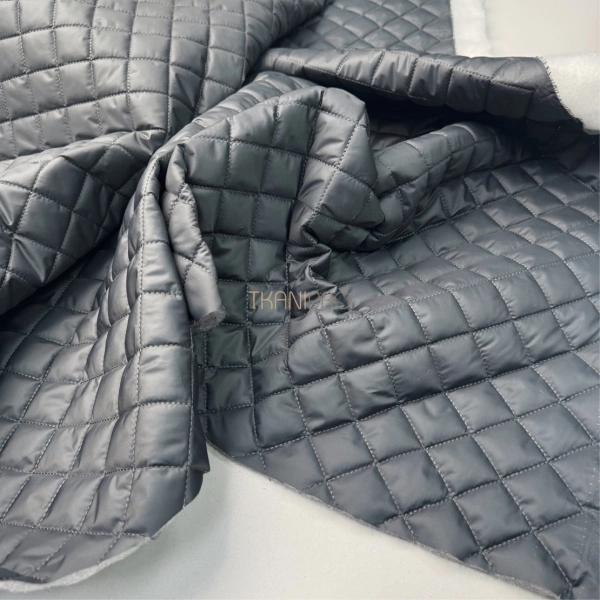 Стеганая ткань на синтепоне цвет серый и мокрый асфальт, арт. PS2285-73