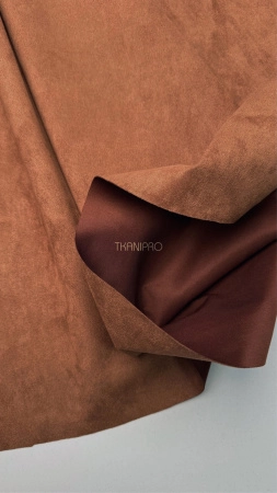 Замша на скубе коричневый рыжий, арт. M1346-1