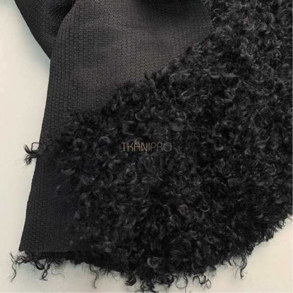 Мех барашек длинноворсовый, арт. WF3022-7 цвет черный