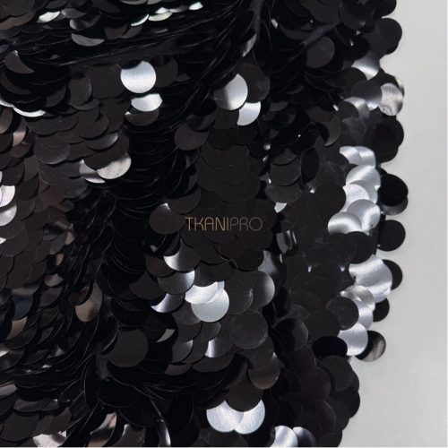 Круглые пайетки на сетке цвет черный, арт.Y2102-1