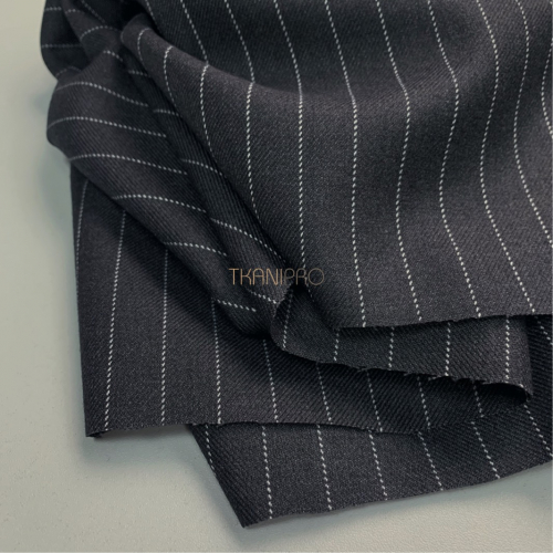 Костюмная плотная ткань в полоску цвет серый меланж, арт. KD2074-1