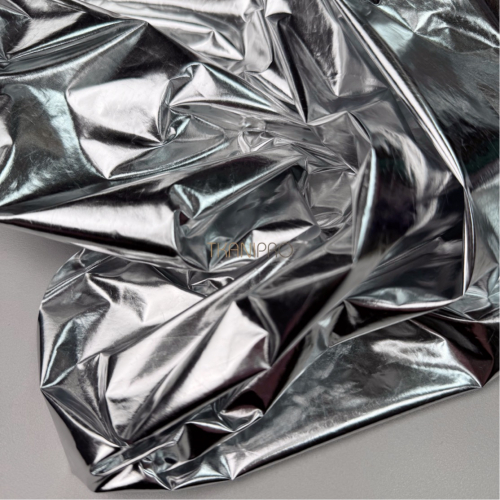 Ткань плащевая фольгированная цвет серебро, арт. PL4137-1