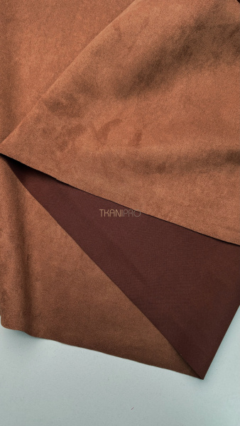 Замша на скубе коричневый рыжий, арт. M1346-1