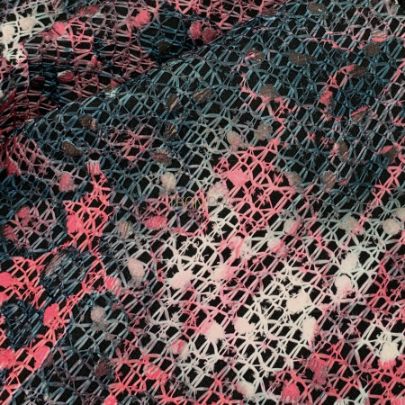 Кружево на сетке цвет розовый и серый, арт. XK1200-3