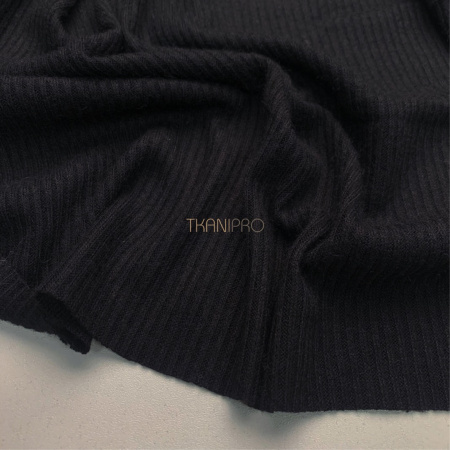 Трикотаж в рубчик цвет черный, арт. WD3105-14