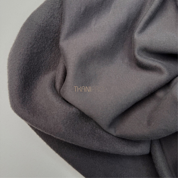 Ткань футер 3-х нитка с начесом, арт. DF2060-13 цвет серый графит