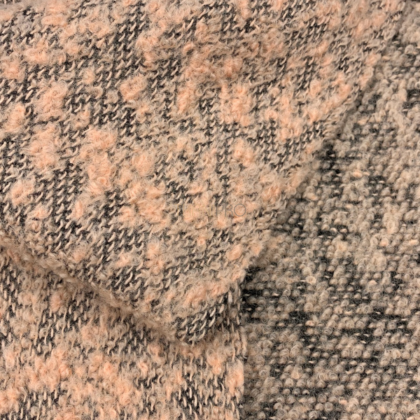 Пальтовая шерсть букле, арт. W1416-1 цвет персиковый  и черный