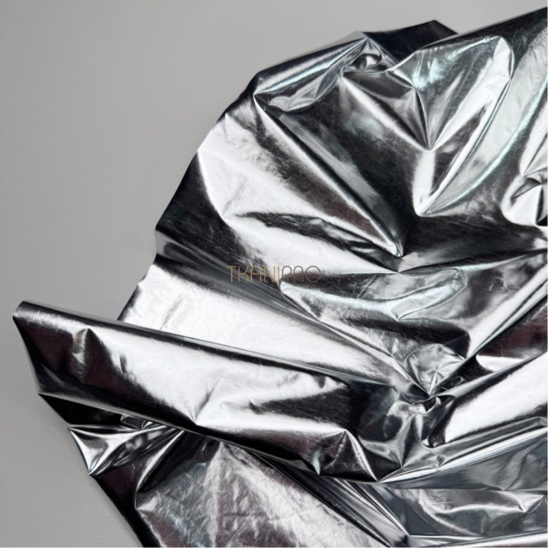 Ткань плащевая фольгированная цвет серебро, арт. PL4137-1