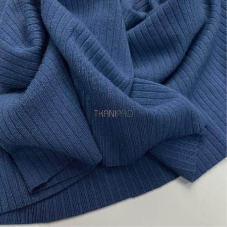 Ткань лапша трикотажная синяя джинсовая, арт. WD4082-15